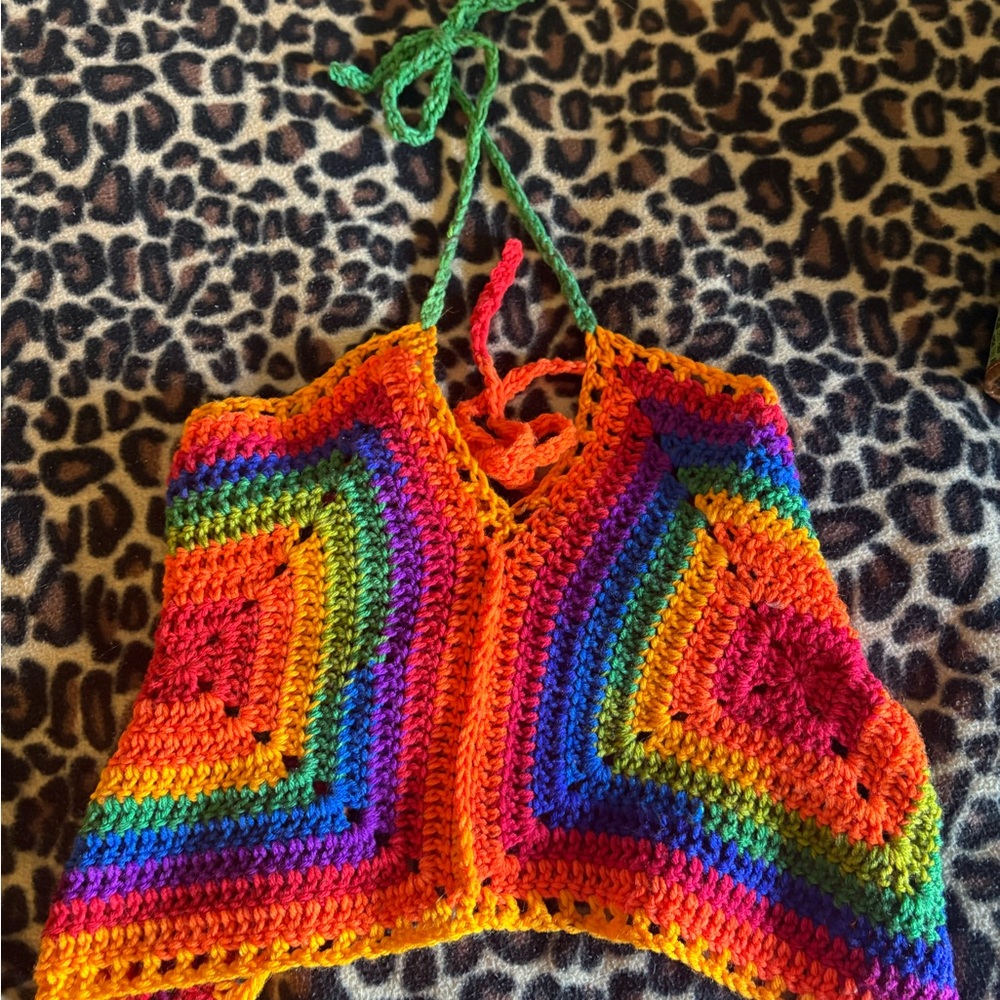 Multicolor Crochet Halter Top